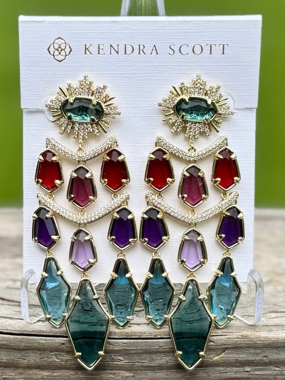 Kendra Scott Alexandria Gold Multi Tier Statement Earrings - Picture 1 of 4